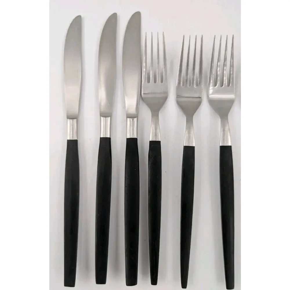 Epic Forged Stainless Black Flatware MCM 11 Pieces Spoons Forks Knives